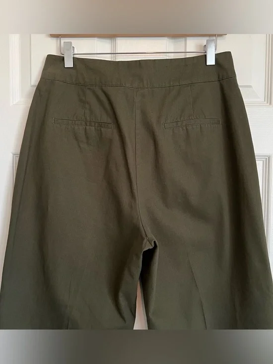 Who What Wear Olive Green Wide Leg Pants High Rise Cotton Trousers 27" Inseam - Picture 6 of 11